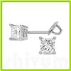 Image 1 : 1.25 ctw Princess cut Diamond Stud Earrings F-G, VS