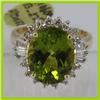 Image 1 : Genuine  7.7 ctw  Peridot Ring  14KT Yellow Gold  Ring Size  5.75