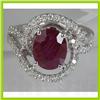 Image 1 : Genuine 4.93 ctw Ruby & Diamond Ring 18kt Gold-White 