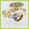 Image 1 : Genuine  0.39 ctw Tanzanite & Diamond Ring 14KT Yellow Gold Ring Size 7