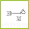 Image 1 : 0.33 ctw Princess cut Diamond Stud Earrings F-G, SI2