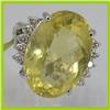 Image 1 : Genuine  28.83 ctw  Lemon Quartz Ring  14KT White Gold  Ring Size  6