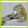 Image 2 : Genuine  28.83 ctw  Lemon Quartz Ring  14KT White Gold  Ring Size  6