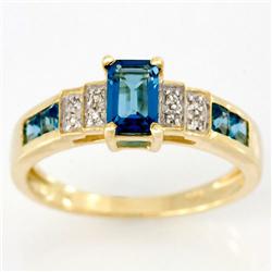 1.27ct London Bl Topaz Diamond 9k Gold Ring (JEW-9410X)