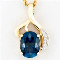 2.12ct London Bl Topaz Diamond Pendant 9k Gold (JEW-9258X)