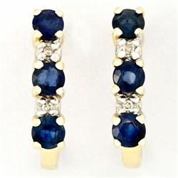 .94ct Natrl Bl Sapphire Diamond 9k Gold Earrings (JEW-9234X)