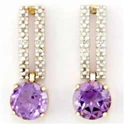 1.84ct Genuine Amethyst Diamond 9k Gold Earrings (JEW-9194X)