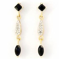 .66ct Black Sapphire Diamond 9k Gold Earrings (JEW-9215X)