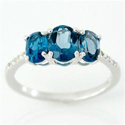 2.08ct London Bl Topaz Diamond 9k Wht Gold Ring (JEW-9400X)
