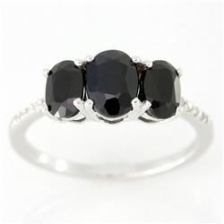 2.08ct Black Sapphire Diamond 9k Wht Gold Ring (JEW-9453X)