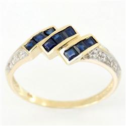 .86ct Natural Bl Sapphire 14 Diamond 9k Gold Ring (JEW-9381X)