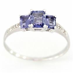 .89k Natural Iolite Diamond Ring 9k Wht Gold (JEW-9412X)