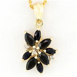1.58ct Black Sapphire Diamond 9k Gold Pendant (JEW-9301X)