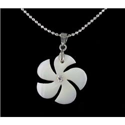 18k WG Plated Mother of Pearl Plumeria Necklace (JEW-1967)