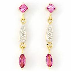 .66ct Pink Tourmaline Diamond 9k Gold Earrings (JEW-9208X)
