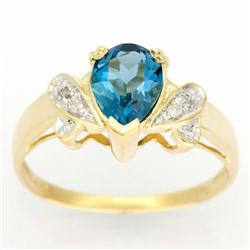 1.55ct London Bl Topaz Diamond 9k Gold Ring (JEW-9432X)