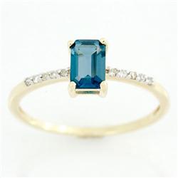 .65ct London Bl Topaz 10 Diamond 9k Gold Ring (JEW-9385X)