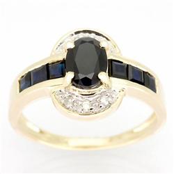 2.60ct Black Sapphire Diamond Ring 9k Yel Gold (JEW-9330X)
