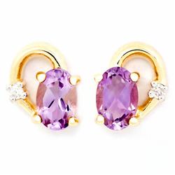 1.14ct Natural Amethyst Diamond 9k Gold Earrings (JEW-9237X)