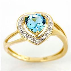 1.15ct Heart Swiss Bl Topaz Diamond 9k Gold Ring (JEW-9374X)
