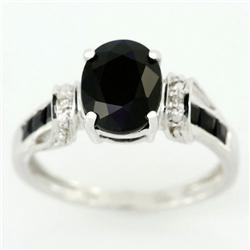 3.14ct Black Sapphire Diamond 9k Wht Gold Ring (JEW-9328X)