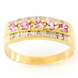.71ct Pink Sapphire 14 Diamond 9k Yel Gold Ring (JEW-9383X)