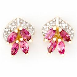 .88ct Pink Tourmaline Diamond 9k Gold Earrings (JEW-9216X)