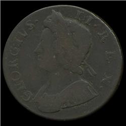 1734 US Colonial British Geo II 1/2p Circulated (COI-7164)