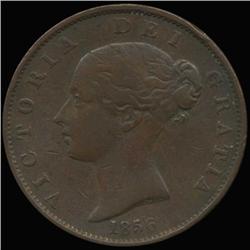 1856 British Victoria Halfpenny VF+ (COI-7265)