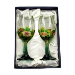 Ornate Overlaid Wine Glass Pair (CLB-640)