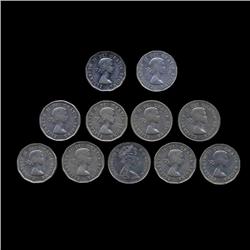 1953-65 Canada 5c Set of 11 AU (COI-7954)