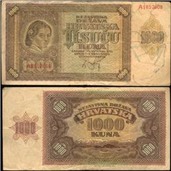 1941 Croatia 1000 Kuna Better Grade Note (CUR-06317)