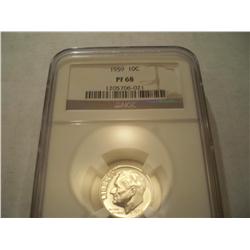 1959 NGC PF68 Proof Silver Roosevelt Dime, 3 Grade Higher Than Books Highest