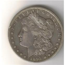 SUPER 1892 Carson City Morgan Silver Dollar EF40/45