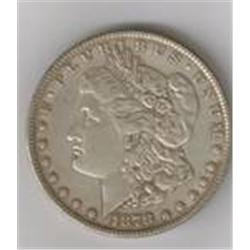 RARE 1878-7TF ERROR COIN(SLANTED U) MORGAN SILVER DOLLAR AU, VAM-163