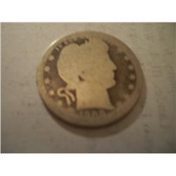 1908 Silver Barber Quarter