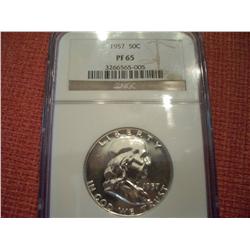 1957 Silver Franklin Half Dollar, PF65