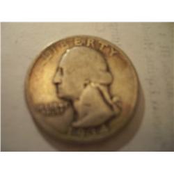 4 Silver Washington Quarters, 1934, 1935-S, 1937-D, 1938, All 90% Silver