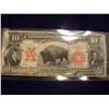 Image 1 : 1901 Bison $10 Large Size Note Buffalo Legal Tender