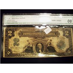 1899 $2 Silver Certificate, Graded VG 08