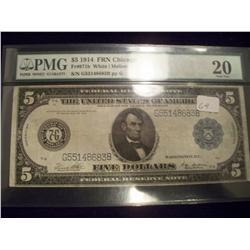 1914 $5 Federal Reserve Bank Note, Graded VF 20