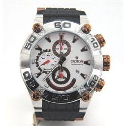 Croton Stainless Steel Chronograph Watch with Rubber Strap