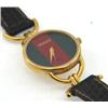 Image 3 : Gucci Gold Plated Leather Strap watch