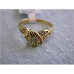 18k Yellow Gold Ring with Diamonds & Multi-colored Gems