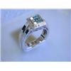 Image 1 : 18K White Gold Ring with Round and Blue Diamonds