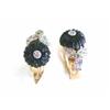 Image 1 : 14k Yellow Gold Earrings with Onyx and Diamonds