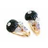 Image 2 : 14k Yellow Gold Earrings with Onyx and Diamonds