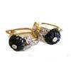 Image 4 : 14k Yellow Gold Earrings with Onyx and Diamonds