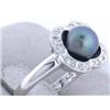 Image 1 : 14k White Gold Pearl Ring with Diamonds