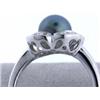 Image 3 : 14k White Gold Pearl Ring with Diamonds